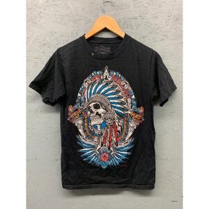 No‎ Problem Men's Graphic T Shirt Medium Black Skull Headdress 100% Cotton